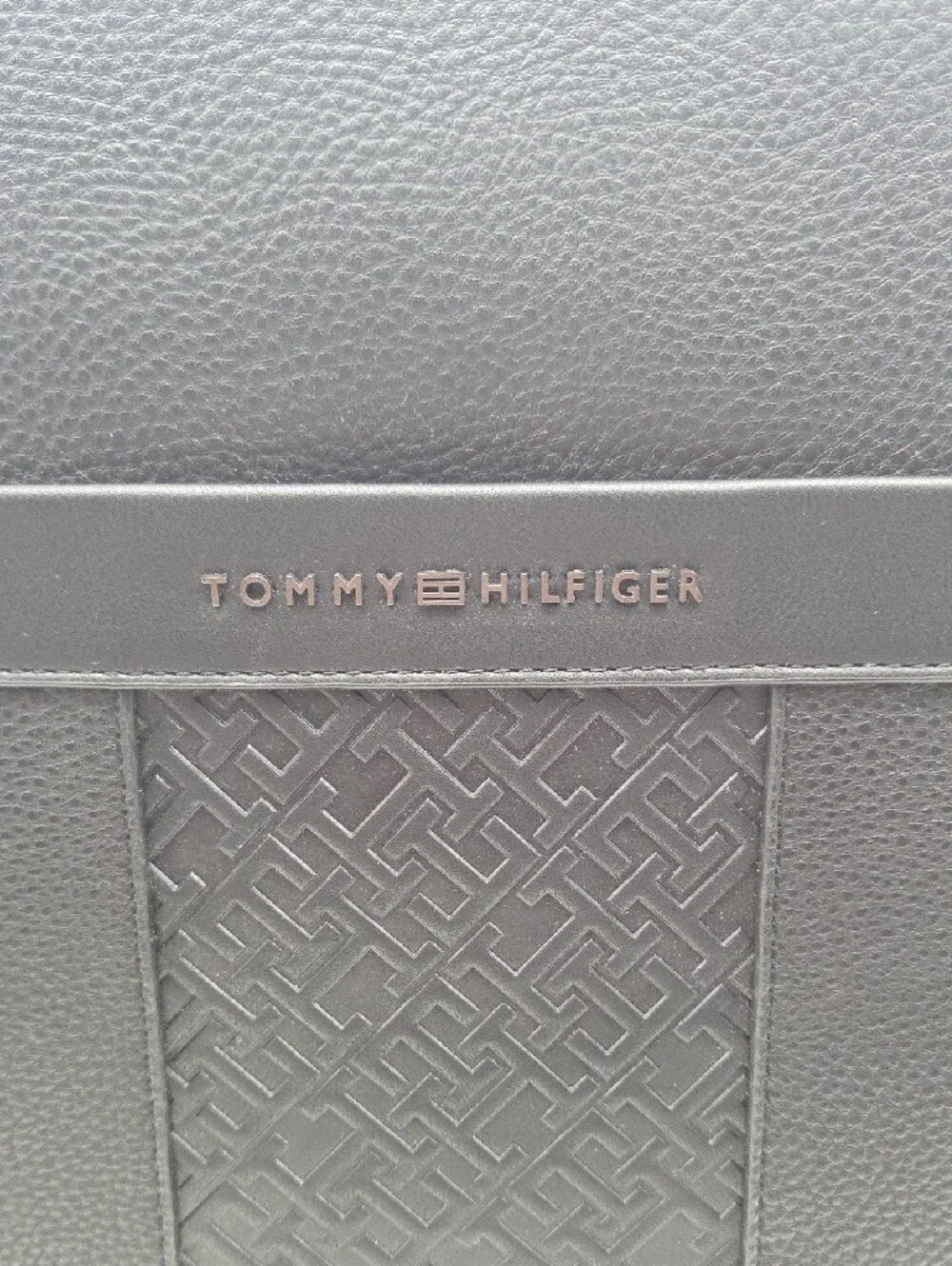 Tommy Hilfiger Black Textured Leather Backpack